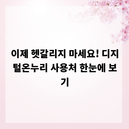 이제 헷갈리지 마세요! 디지털온누리 사용처 한눈에 보기