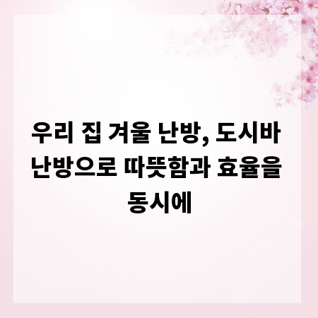우리 집 겨울 난방, 도시바 난방으로 따뜻함과 효율을 동시에