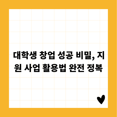 대학생 창업 성공 비밀, 지원 사업 활용법 완전 정복