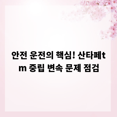안전 운전의 핵심! 산타페tm 중립 변속 문제 점검