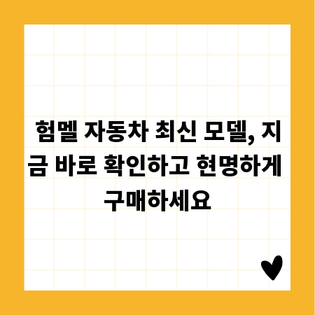 험멜 자동차 최신 모델, 지금 바로 확인하고 현명하게 구매하세요