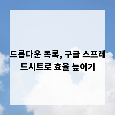 드롭다운 목록, 구글 스프레드시트로 효율 높이기
