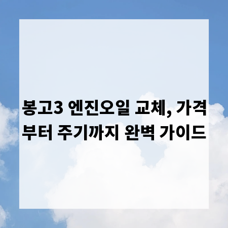 봉고3 엔진오일 교체, 가격부터 주기까지 완벽 가이드