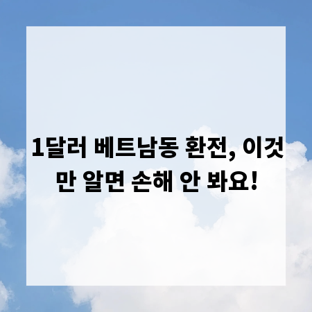 1달러 베트남동 환전, 이것만 알면 손해 안 봐요!