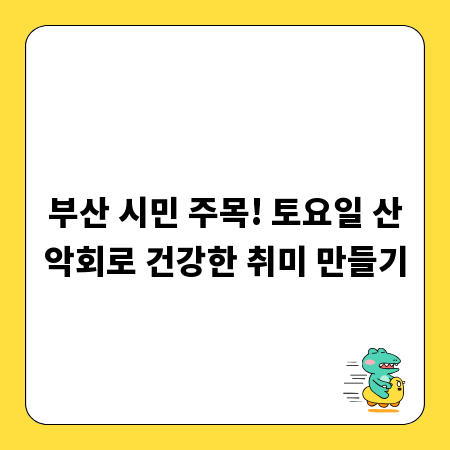 부산 시민 주목! 토요일 산악회로 건강한 취미 만들기