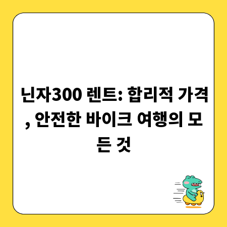 닌자300 렌트: 합리적 가격, 안전한 바이크 여행의 모든 것