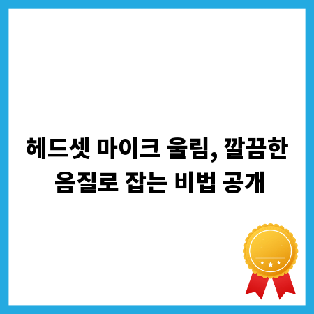 헤드셋 마이크 울림, 깔끔한 음질로 잡는 비법 공개