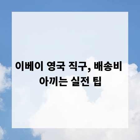 이베이 영국 직구, 배송비 아끼는 실전 팁