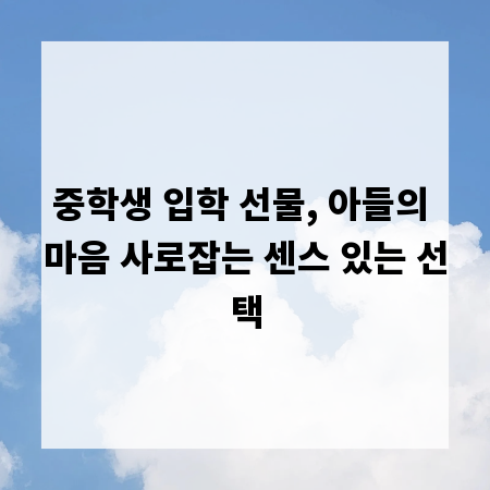 중학생 입학 선물, 아들의 마음 사로잡는 센스 있는 선택