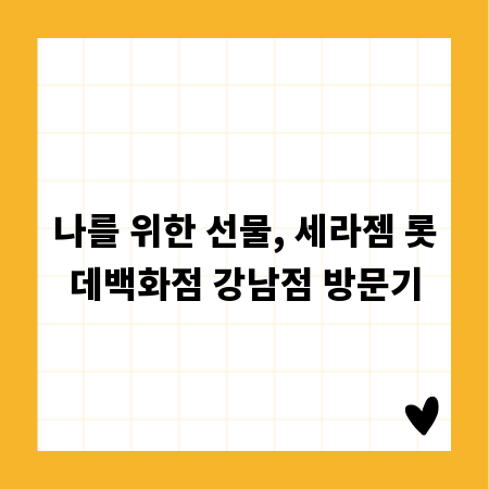 나를 위한 선물, 세라젬 롯데백화점 강남점 방문기