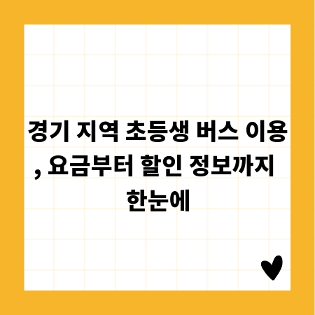 경기 지역 초등생 버스 이용, 요금부터 할인 정보까지 한눈에