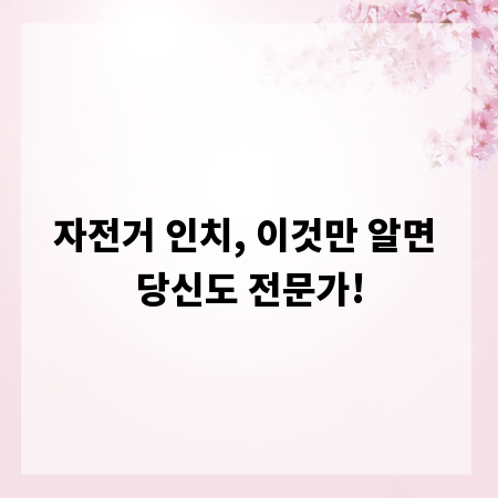 자전거 인치, 이것만 알면 당신도 전문가!