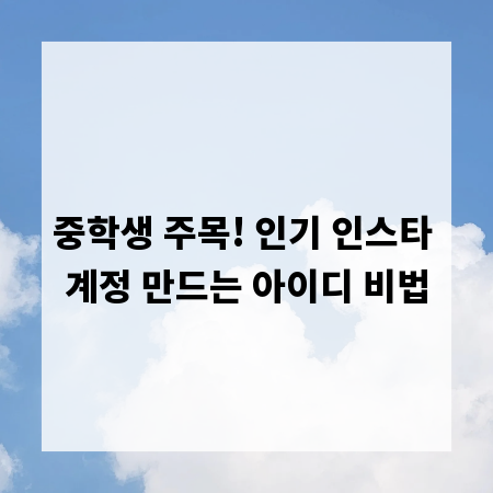 중학생 주목! 인기 인스타 계정 만드는 아이디 비법