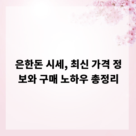 은한돈 시세, 최신 가격 정보와 구매 노하우 총정리