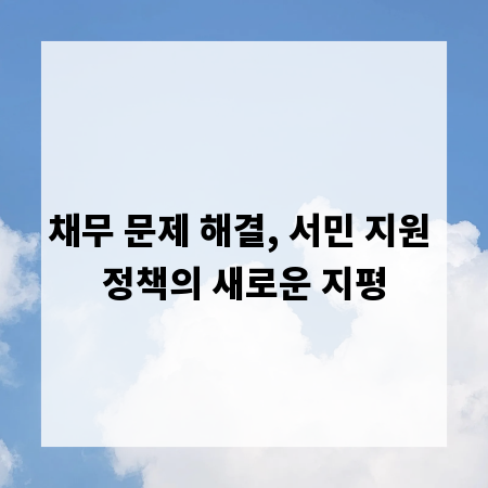 채무 문제 해결, 서민 지원 정책의 새로운 지평