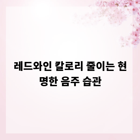 레드와인 칼로리 줄이는 현명한 음주 습관