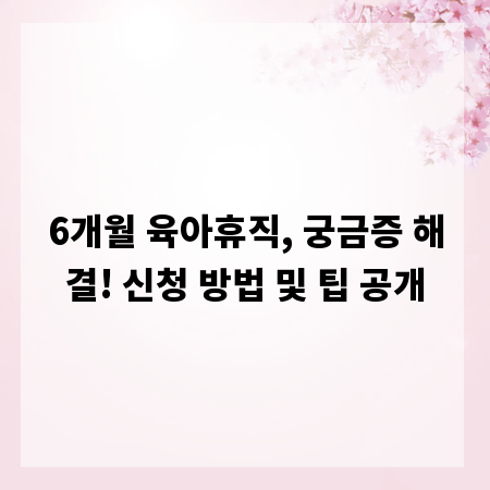 6개월 육아휴직, 궁금증 해결! 신청 방법 및 팁 공개